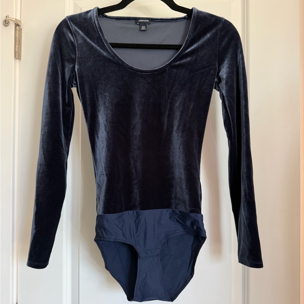J. Crew Midnight Blue Velvet Bodysuit